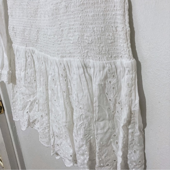 Loveshackfancy Jayce White Smocked Lace Mini Ruffle Dress Size L NWT - Picture 10 of 14